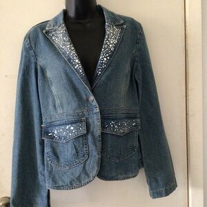Preowned Beautiful Vintage Hydraulic Native American 70s Denim Jacket M